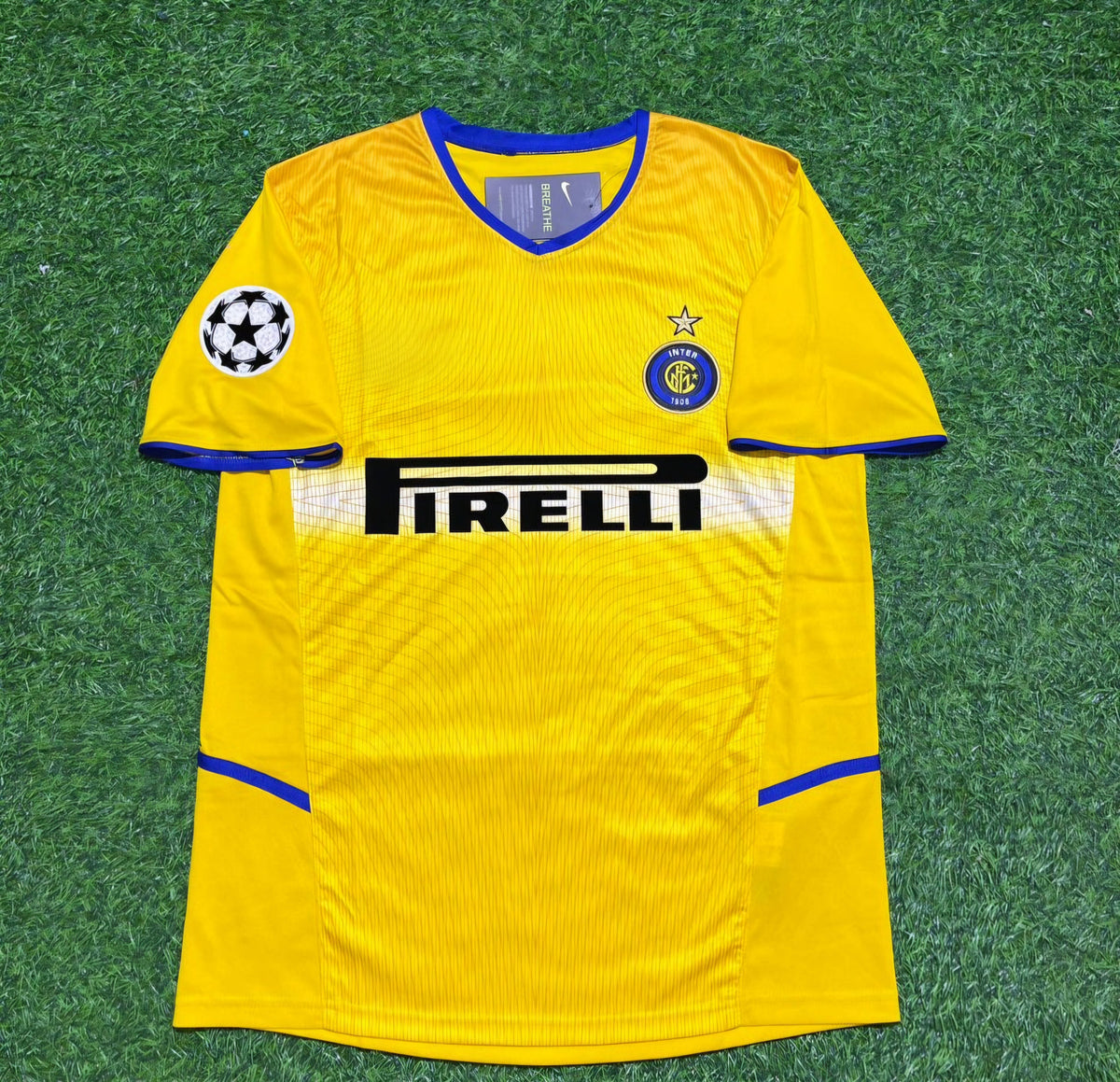 2002/03 Inter Milan Yellow Retro Football Jersey – Back View