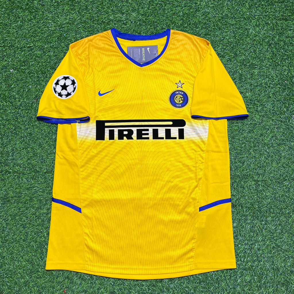 2002/03 Adriano Inter Milan Yellow Retro Football Jersey – Front View