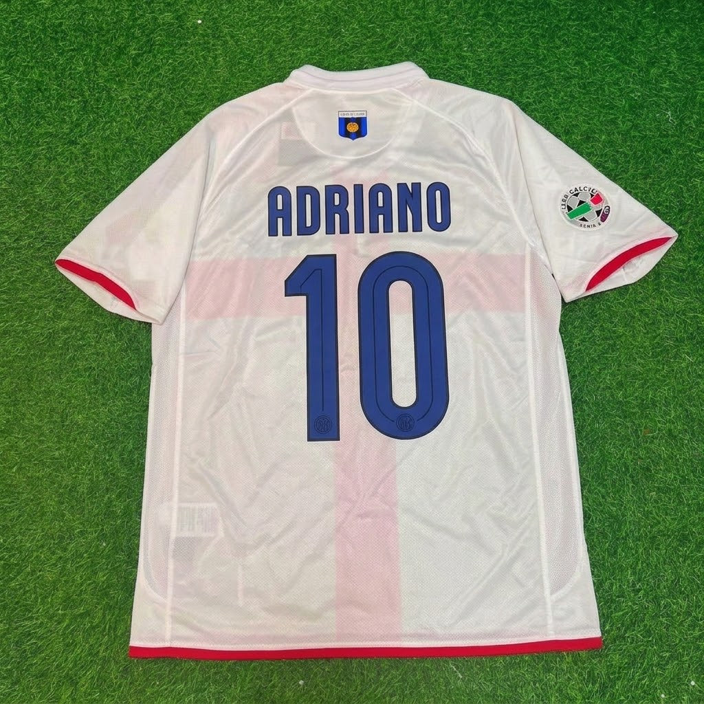 Adriano #10 Inter 2007- 2008 Season Away White Red Retro Jersey – Back View