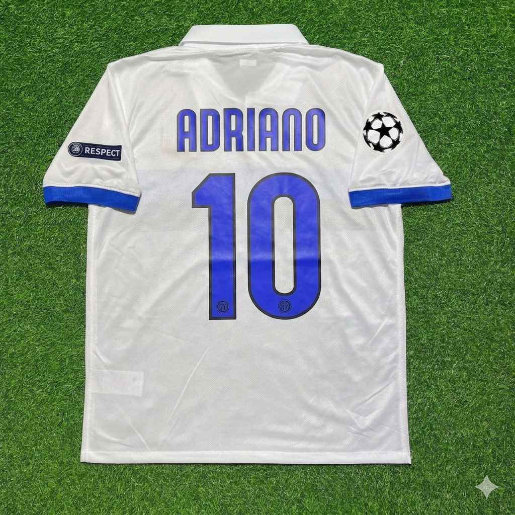 Inter 2009/2010 White Retro Football Jersey – Adriano – Back View