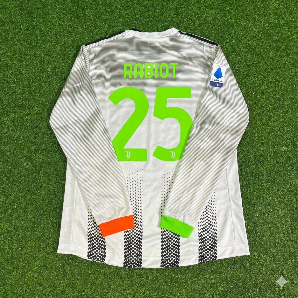 2019/20 Adrien Rabiot #25 Juventus Long Sleeve Retro Football Jersey – Back View