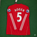 Liverpool 2010 2012 Season Long Sleeves Red Retro Jersey – Daniel Agger – Back View