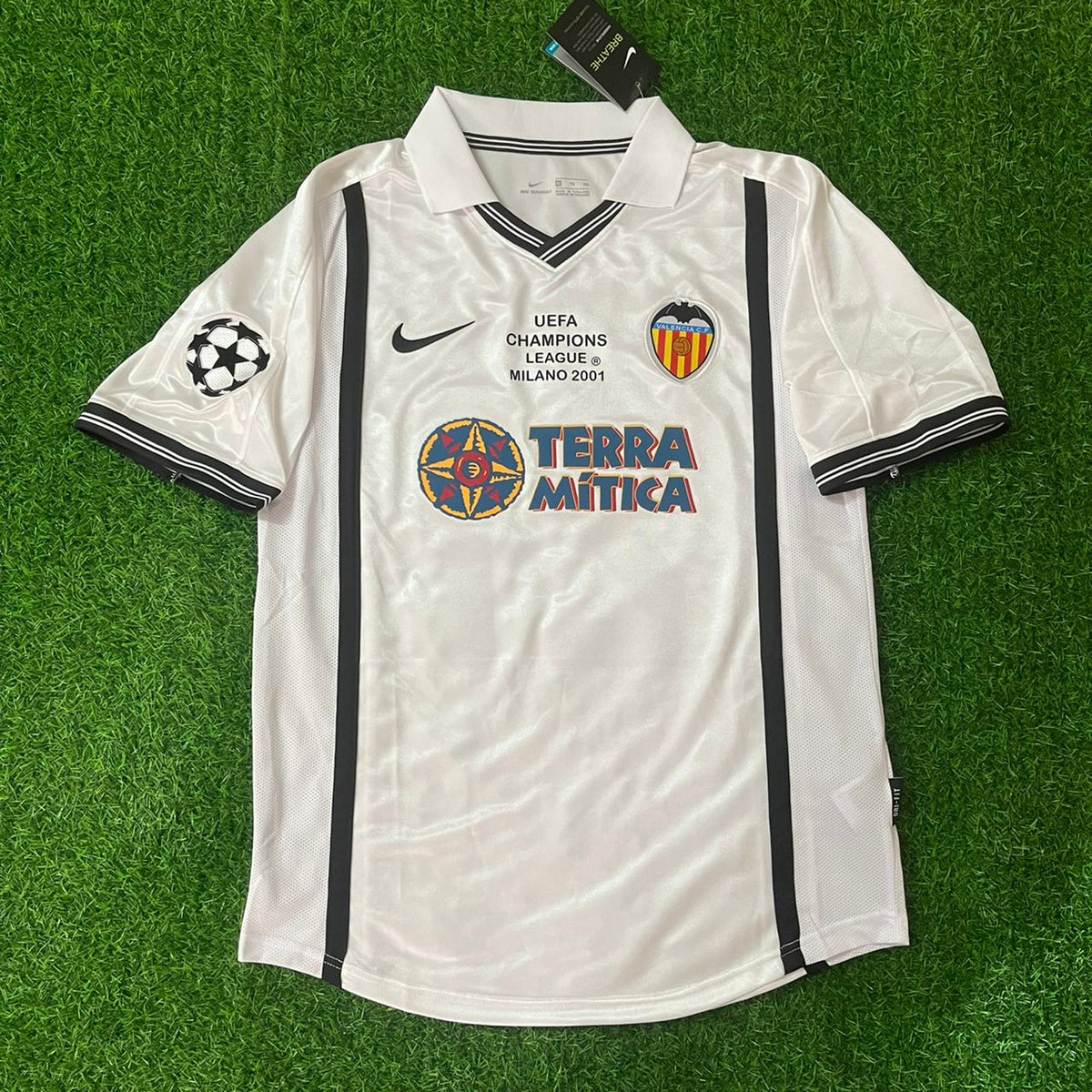 Pablo Aimar Valencia 2001 Milano Champions Final Retro Football Jersey – Front View