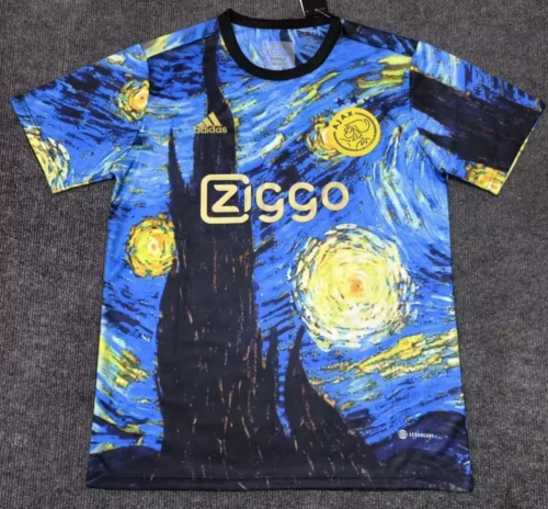 2024 AFC Ajax 2025 Blue Vincent Van Gogh Edition Retro Football Jersey – Back View