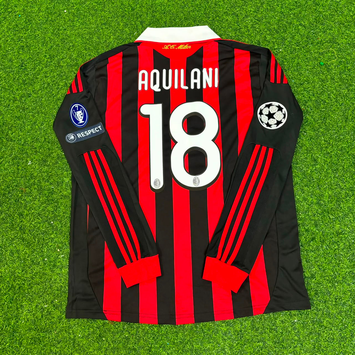 Milan 2009 2011 Retro Long Sleeve Jersey – Alberto Aquilani – Back View
