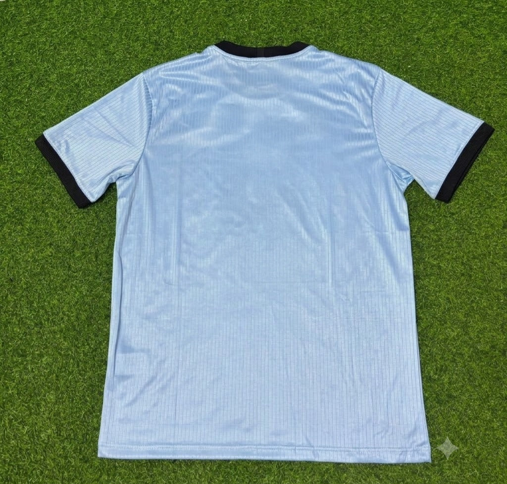 Germany 125th Year Special Clear Blue Retro Football Jersey – Back View
