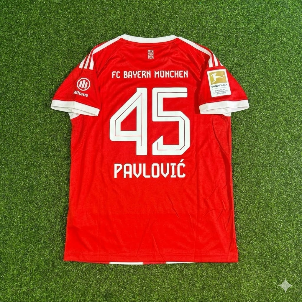 Aleksandar Pavlović #45 Bayern Munich 2026 Bundesliga Champions Football Jersey – Back View