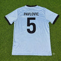 Aleksandar Pavlovic Germany 125th Year Special Clear Blue Retro Football Jersey – Back View