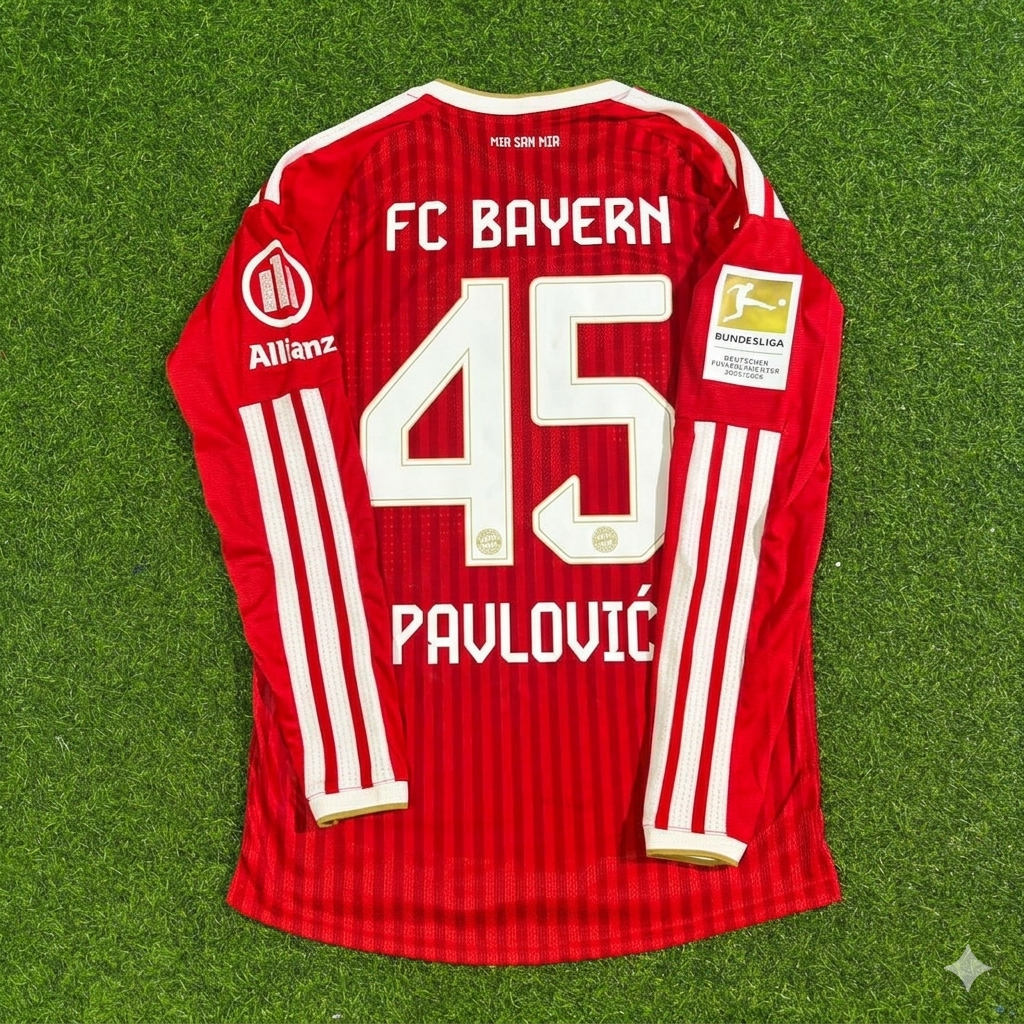 2027 Aleksandar Pavlović #45 Bayern Munich Championship Long Sleeve Football Jersey – Back View