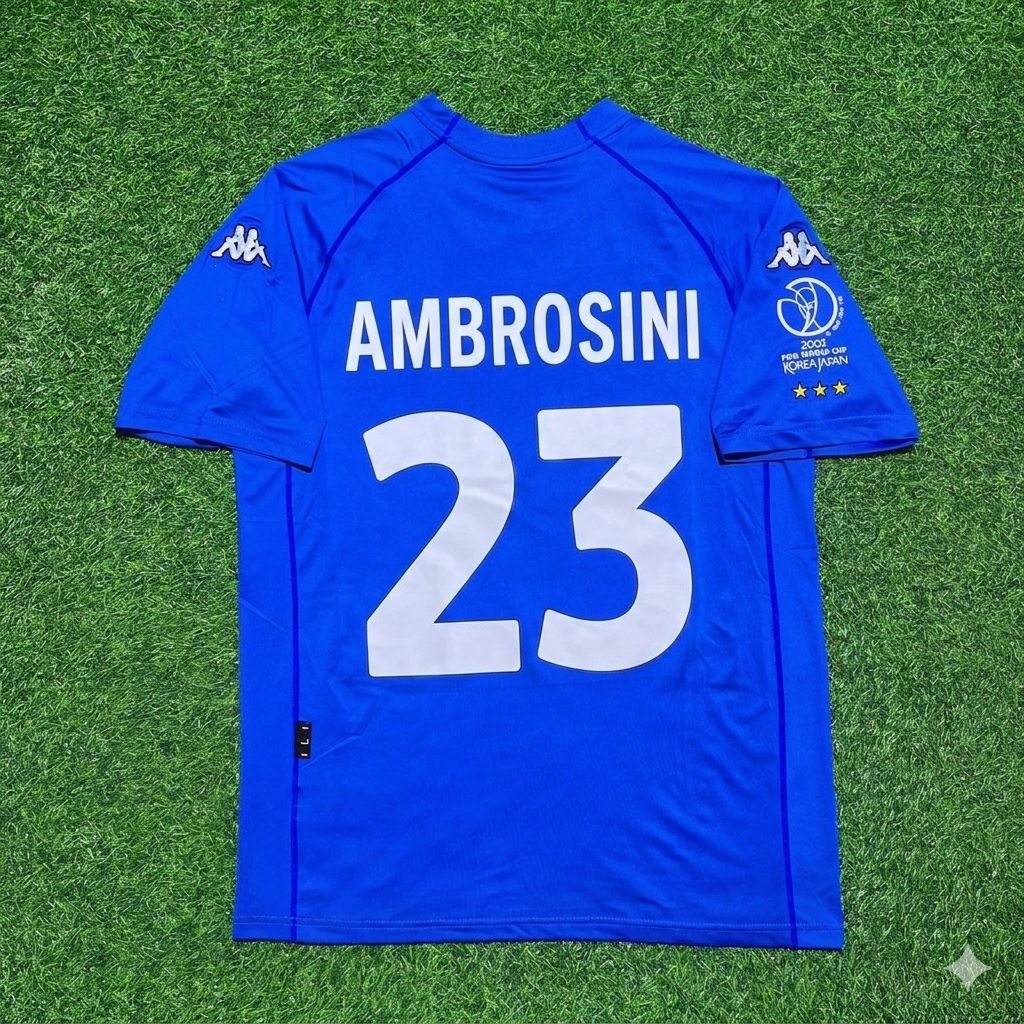 Italy 2002 World Cup Home Retro Jersey – Massimo Ambrosini #23 – Back View