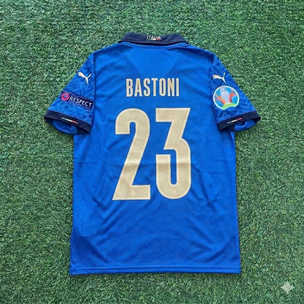 Italy EURO 2020 Final Retro Soccer Jersey – | | – Alessandro Bastoni #23 – Back View