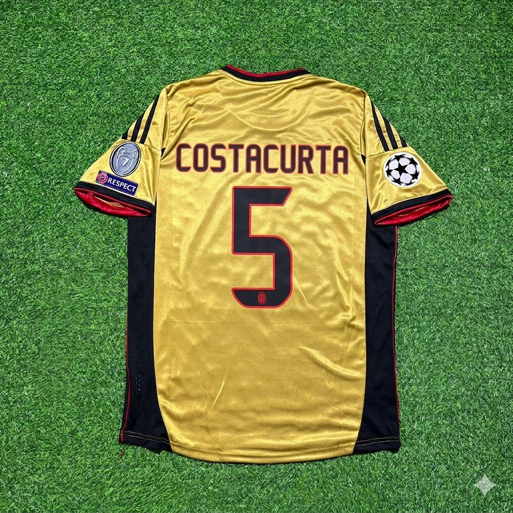 AC Milan Gold Retro Jersey – Alessandro Costacurta #5 – Back View
