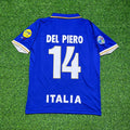 Italy EURO 1996 Blue Retro Soccer Kit Jersey Shirt – Alessandro Del Piero #14 – Back View