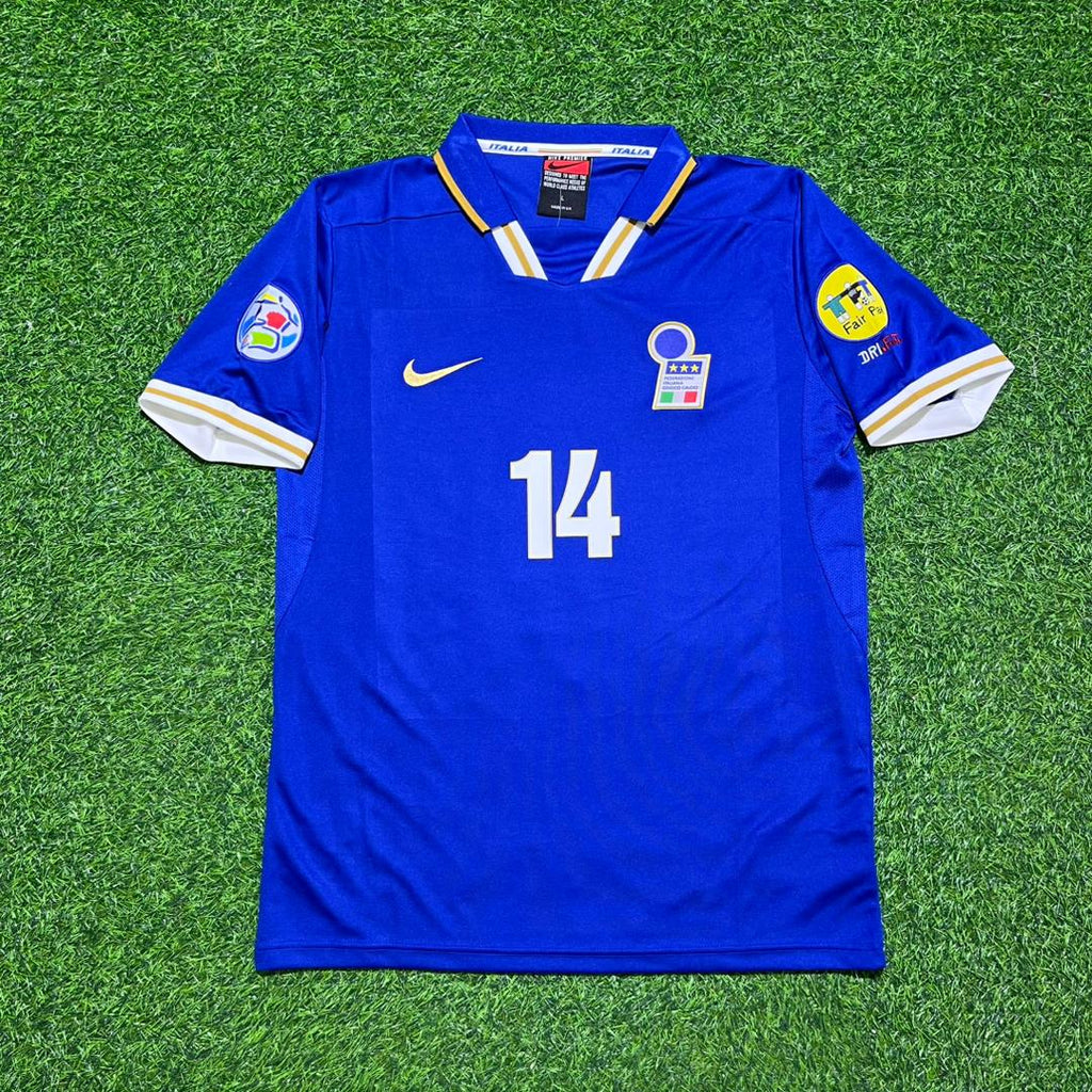 Italy EURO 1996 Blue Retro Soccer Kit Jersey Shirt – Alessandro Del Piero #14 – Front View