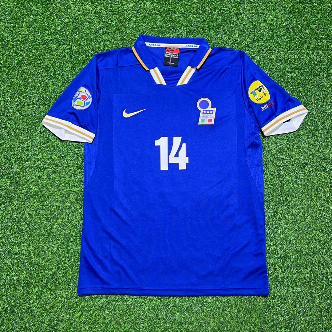Italy EURO 1996 Blue Retro Soccer Kit Jersey Shirt – Alessandro Del Piero #14 – Front View