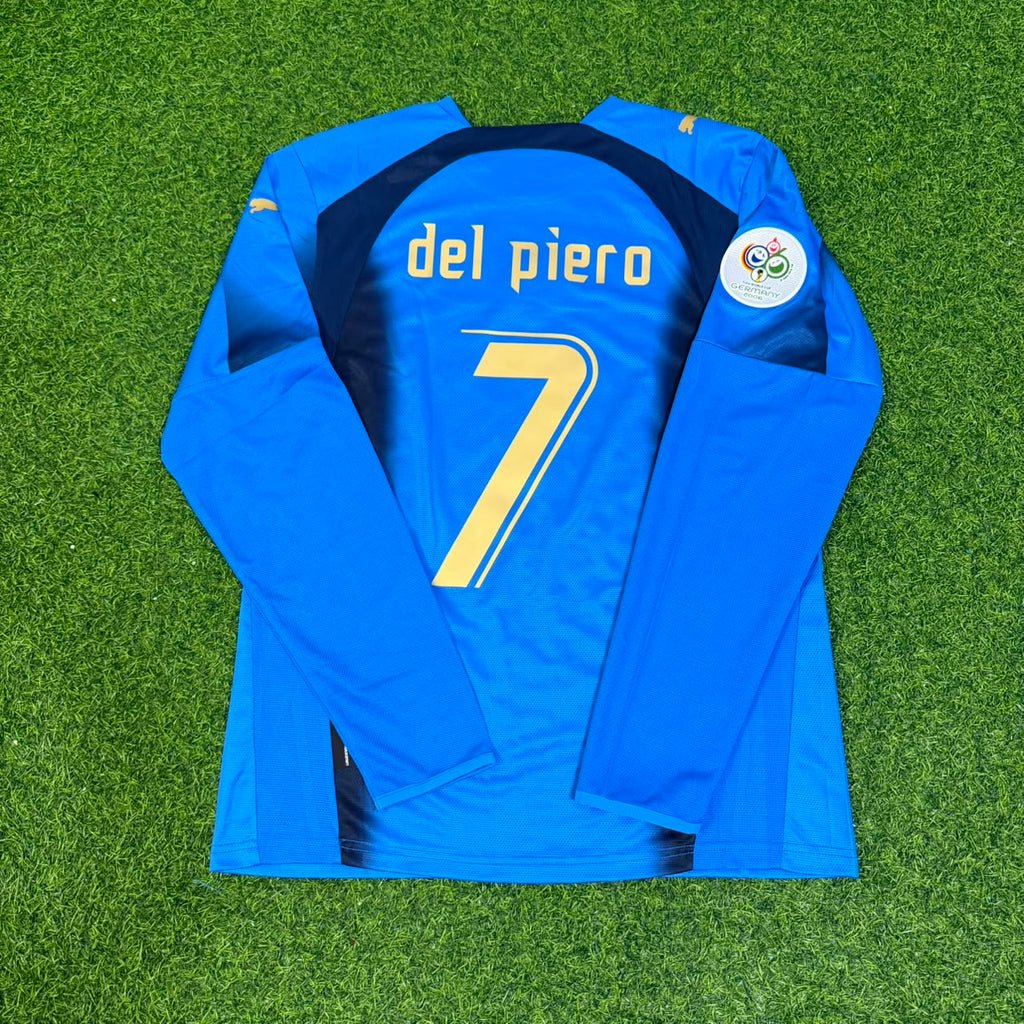 Alessandro Del Piero #7 Italy 2006 World Cup Final Long Sleeve Retro Jersey – Back View