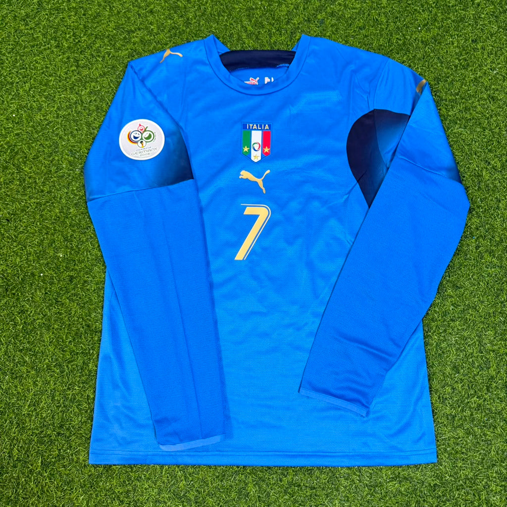 Alessandro Del Piero #7 Italy 2006 World Cup Final Long Sleeve Retro Jersey – Front View