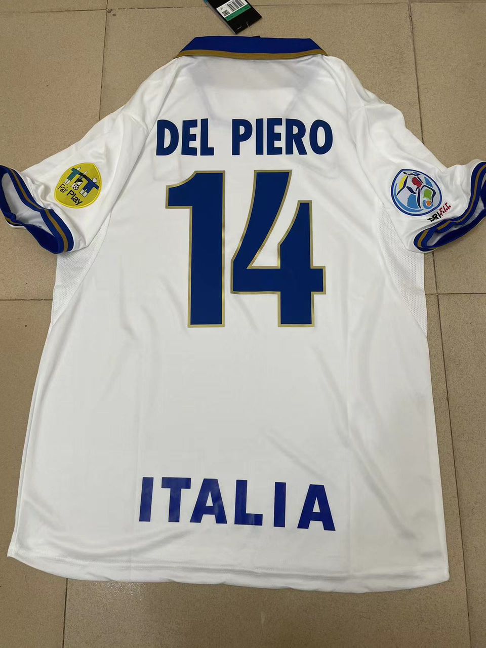 Alessandro del Piero Italy EURO 1996 White Retro Jersey – Back View