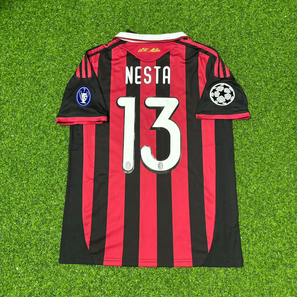 Alessandro Nesta #13 - AC Milan 2009 2010 Red Black Kit Jersey – Back View