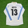 Alessandro Nesta #13 Lazio 1999 2000 Double Winner Long Sleeve White Retro Jersey – Back View