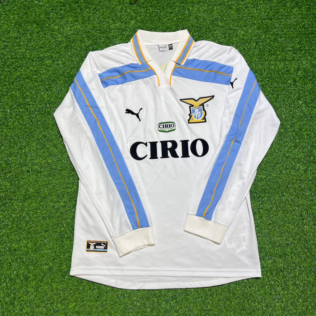 Alessandro Nesta #13 Lazio 1999 2000 Double Winner Long Sleeve White Retro Jersey – Front View