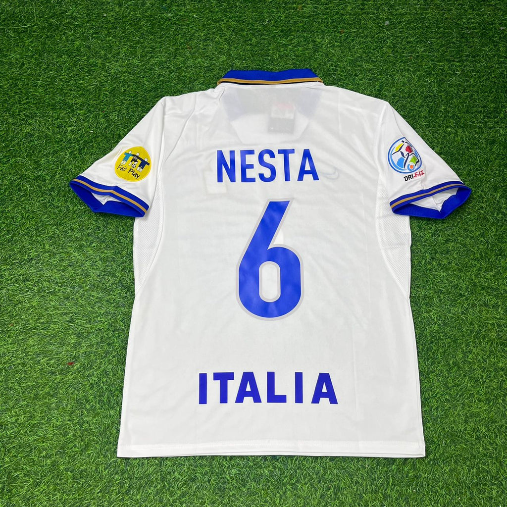 Italy EURO 1996 White Retro Jersey – Alessandro Nesta #6 – Back View