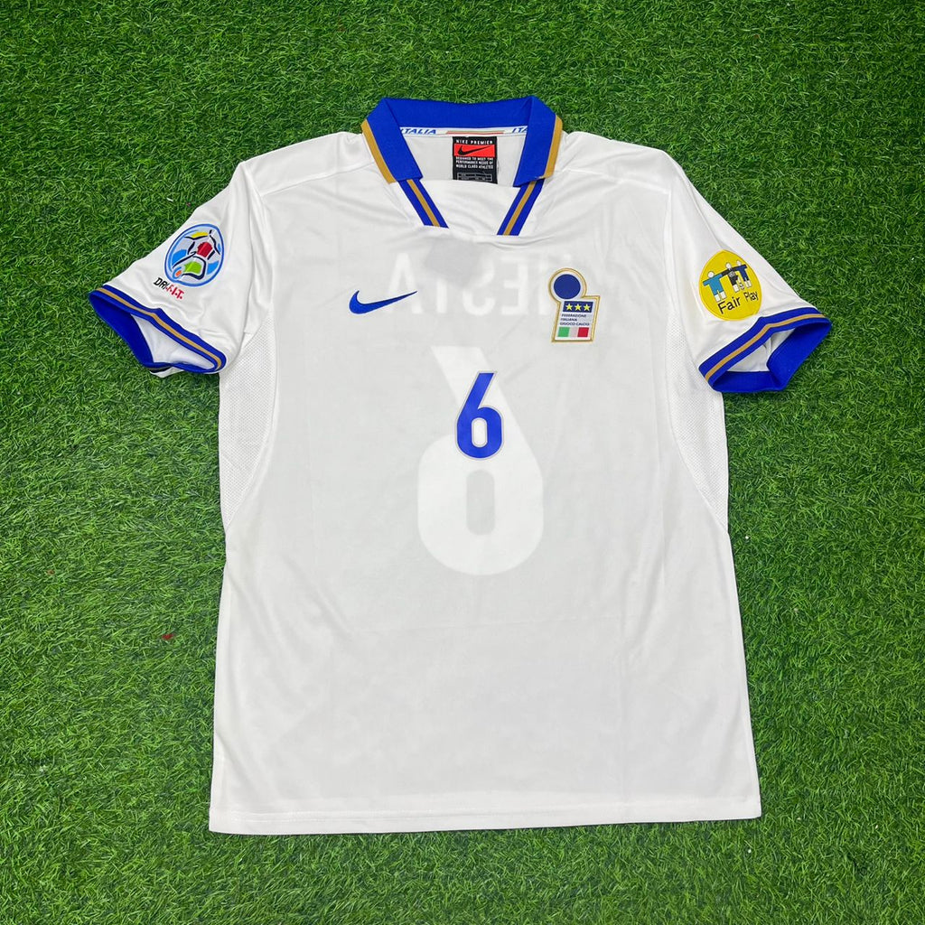 Italy EURO 1996 White Retro Jersey – Alessandro Nesta #6 – Front View