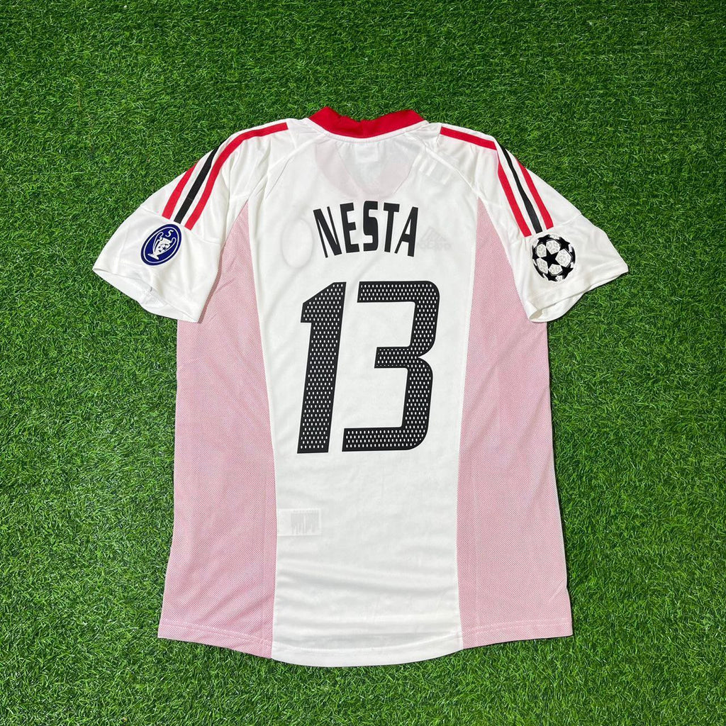 2003 Alessandro Nesta AC Milan Champions League Final White Retro Football Jersey – Back View
