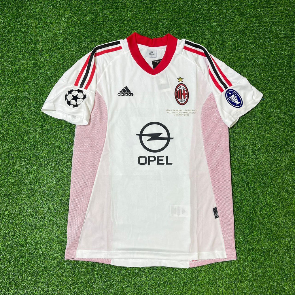2003 Alessandro Nesta AC Milan Champions League Final White Retro Football Jersey – Front View