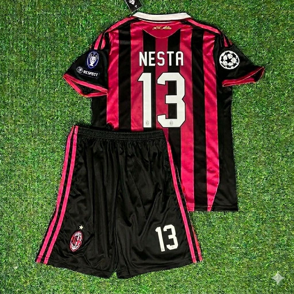 2009/10 Alessandro Nesta #13 AC Milan Retro Football Jersey – Back View