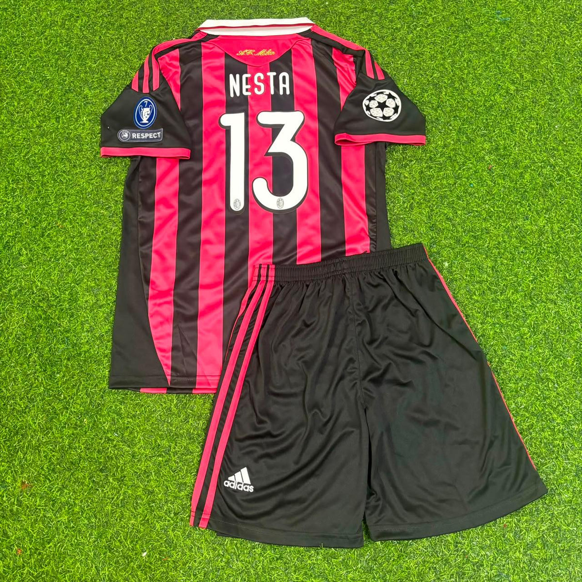 AC Milan 2009-10 Retro Kit Jersey – | KinderTrikot | Enfant – Alessandro Nesta #13– – Front View
