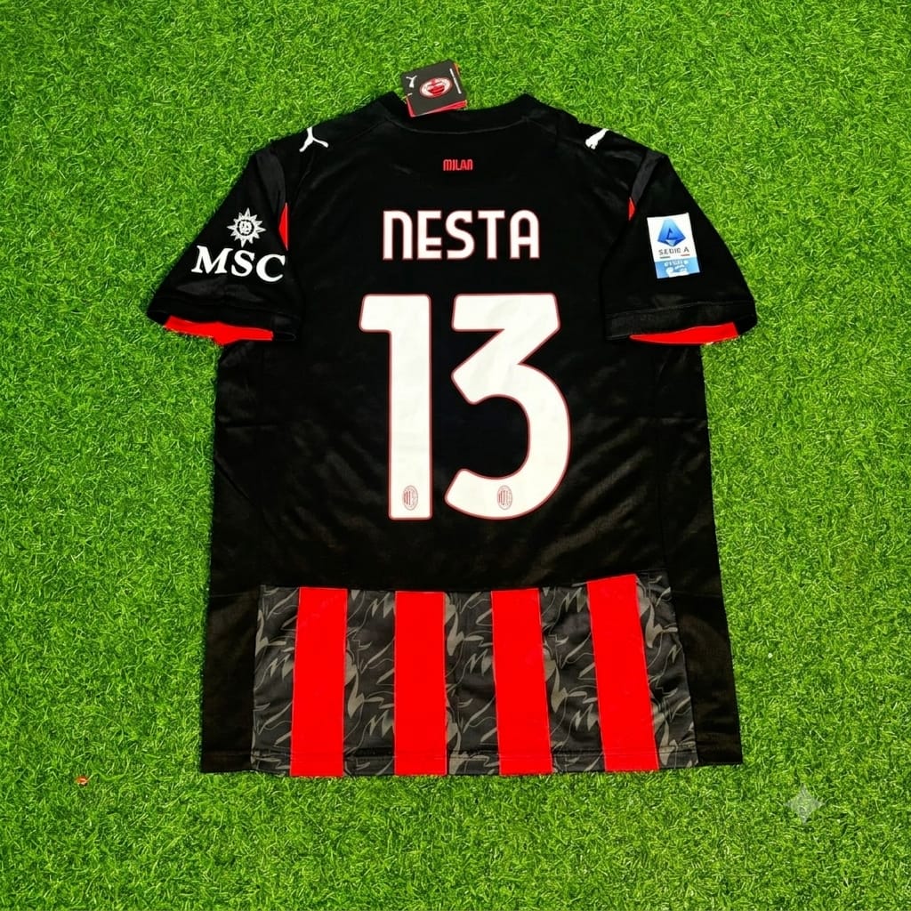 Alessandro Nesta AC Milan Football Retro Legend Football Jersey – Back View