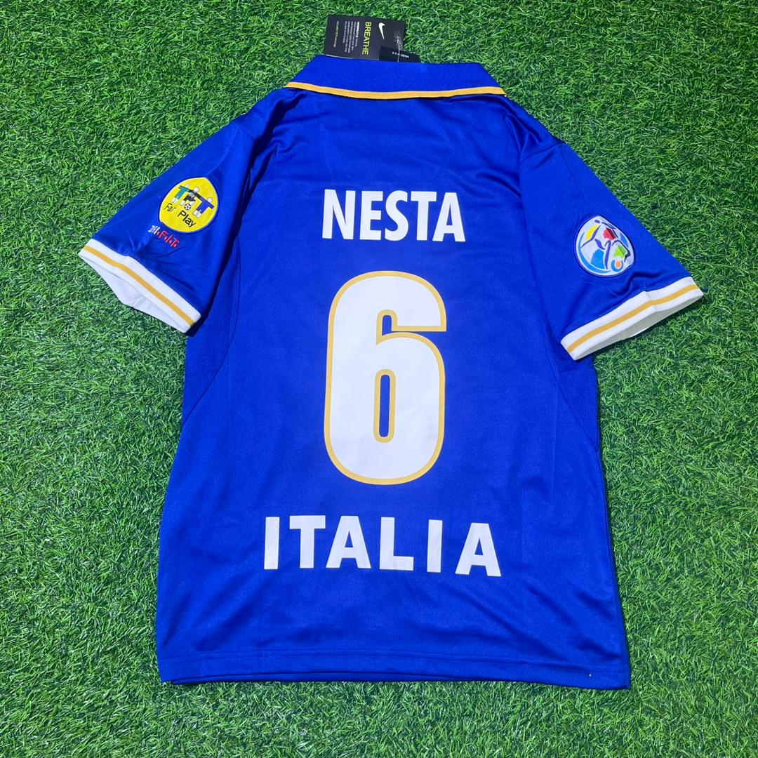 Alessandro Nesta Italy EURO 1996 Blue Retro Soccer Kit Jersey Camisate – Back View