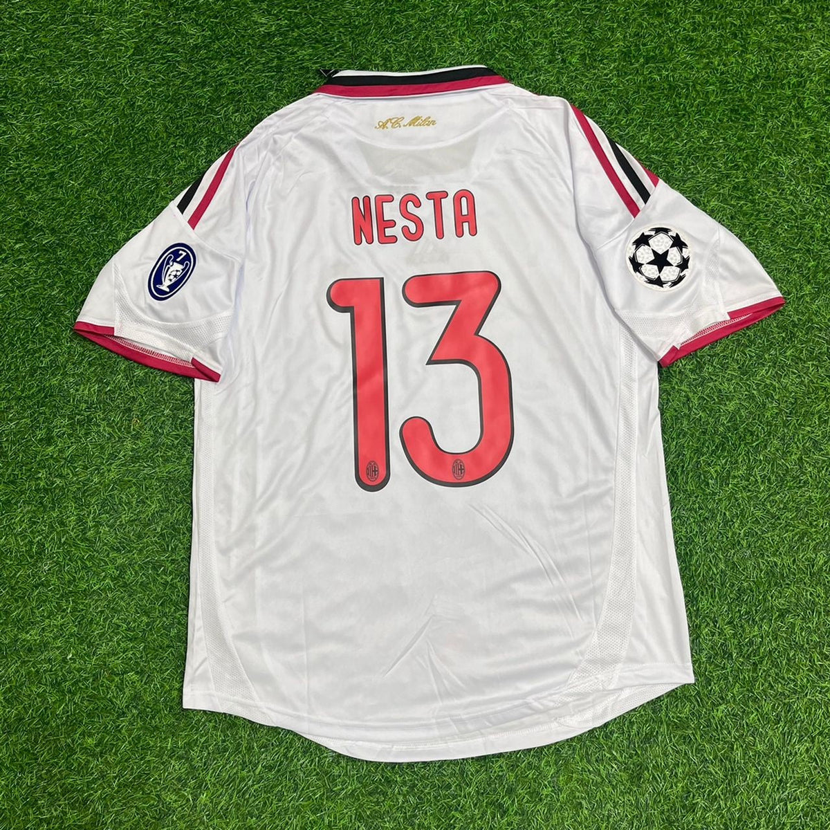 2009 Alessandro Nesta Milan 2010 Season White Retro Football Jersey – Back View