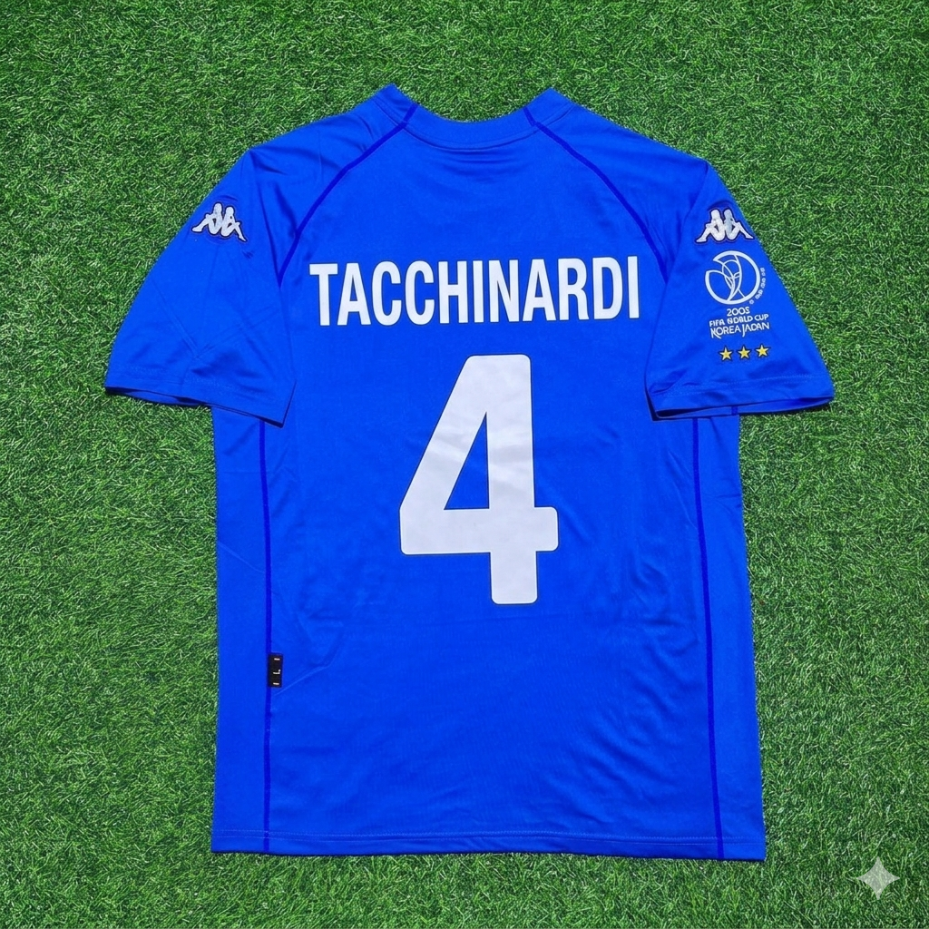 Italy 2002 World Cup Home Retro Jersey – Alessio Tacchinardi #4 – Back View