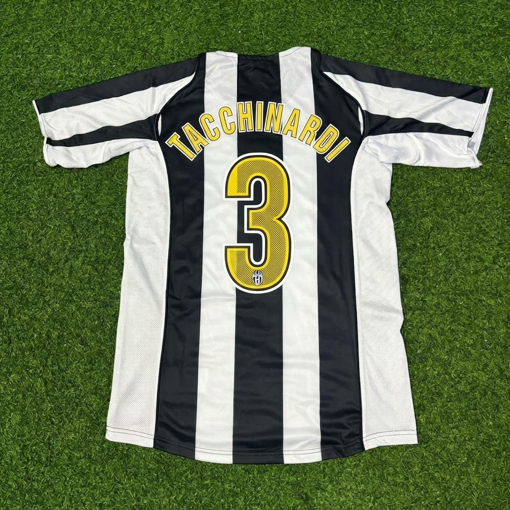 Alessio Tacchinardi #3 Juventus 2004-2005 Black White Home Retro Football Jersey – Back View