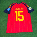 Alex Baena #15 Spain 2026 World Cup Home Football Jersey – Back View