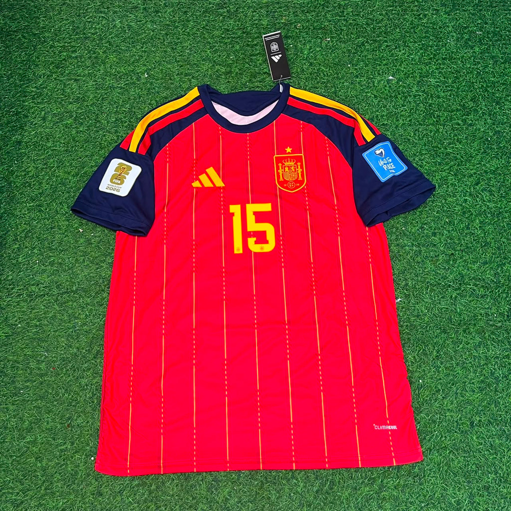 Alex Baena #15 Spain 2026 World Cup Home Football Jersey – Front View