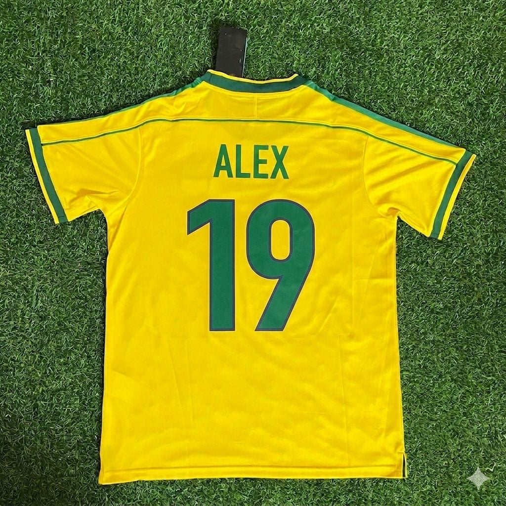 Brazil 1998 World Cup Retro Jersey – Alex de Souza #19 – Back View