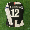2019 Alex Sandro 12- Juventus Long Sleeve 2020 Retro White Black Football Jersey – Back View