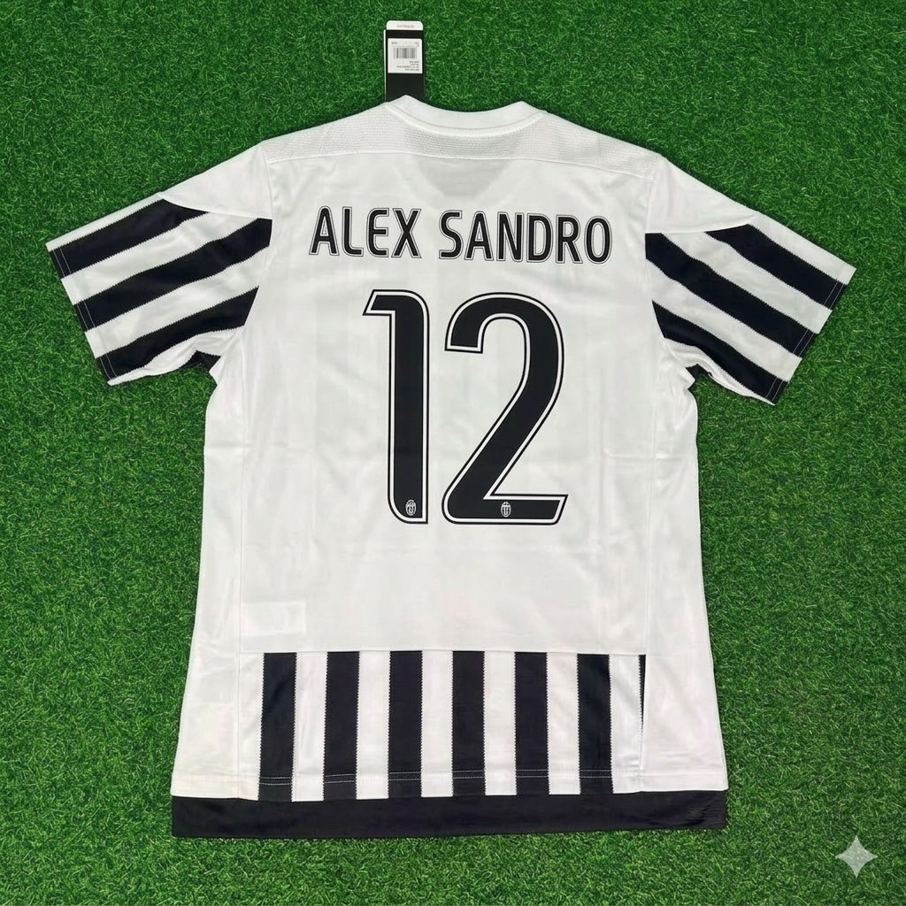 2015/16 Alex Sandro 12-Juventus Retro Home Football Jersey – Back View