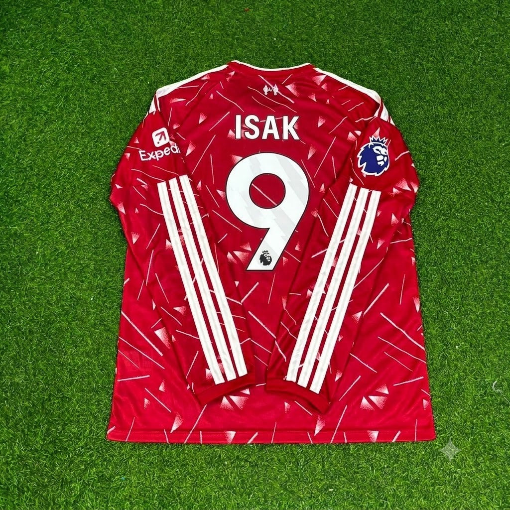 2027 Alexander Isak Liverpool Long Sleeve Home Football Jersey – Back View