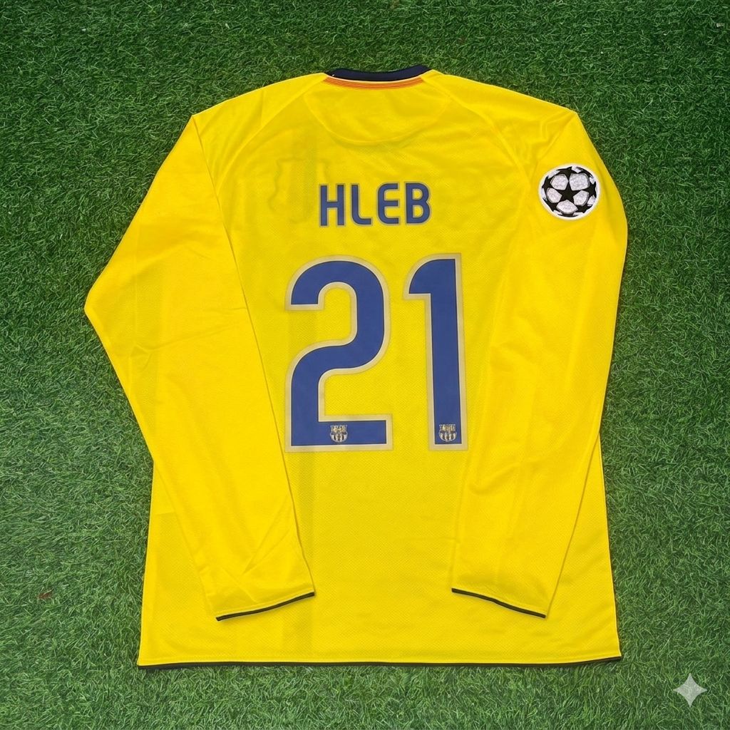 Barcelona 08/09 Season Yellow Away Retro Jersey – Alexander Hleb FC – Back View