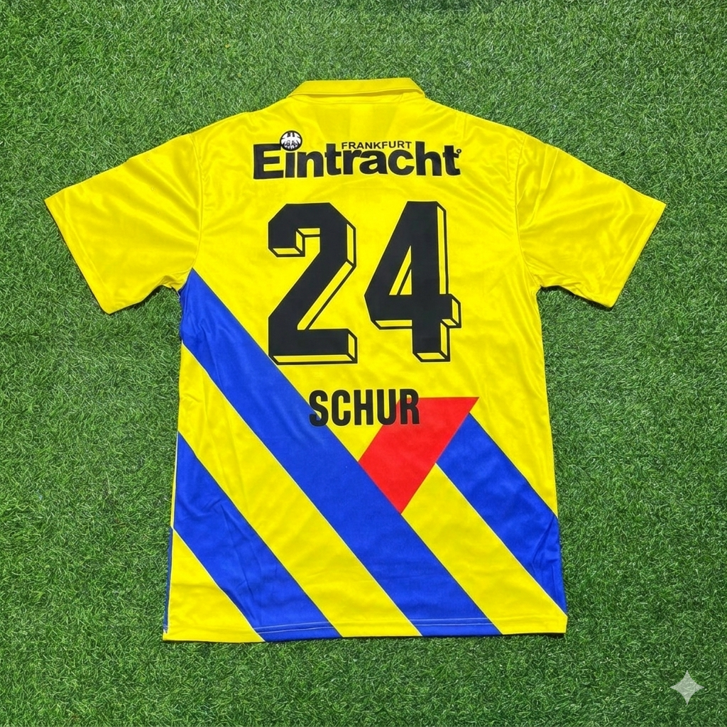 Alexander Schur Eintracht Frankfurt Retro Yellow Football Jersey – Back View