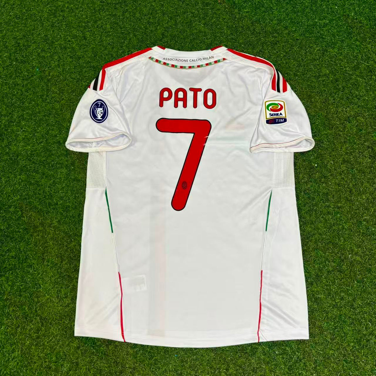 2011/12 Alexandre Pato #7 Milan White Away Retro Football Jersey – Back View