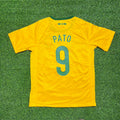 2010 Brazil World Cup Alexandre Pato Retro Yellow Football Jersey – Back View