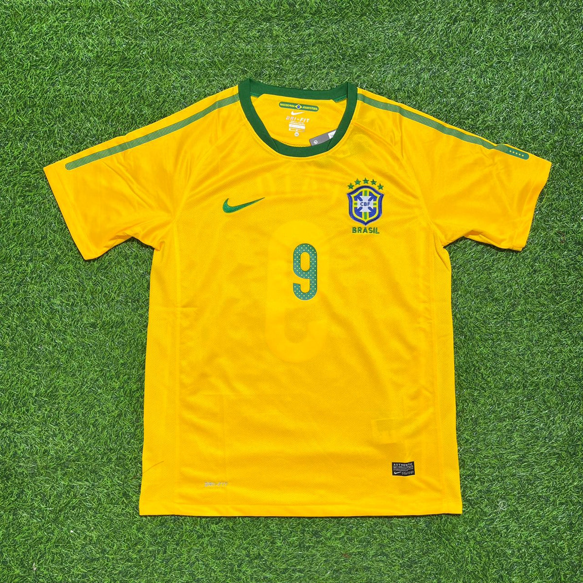2010 Brazil World Cup Alexandre Pato Retro Yellow Football Jersey – Front View
