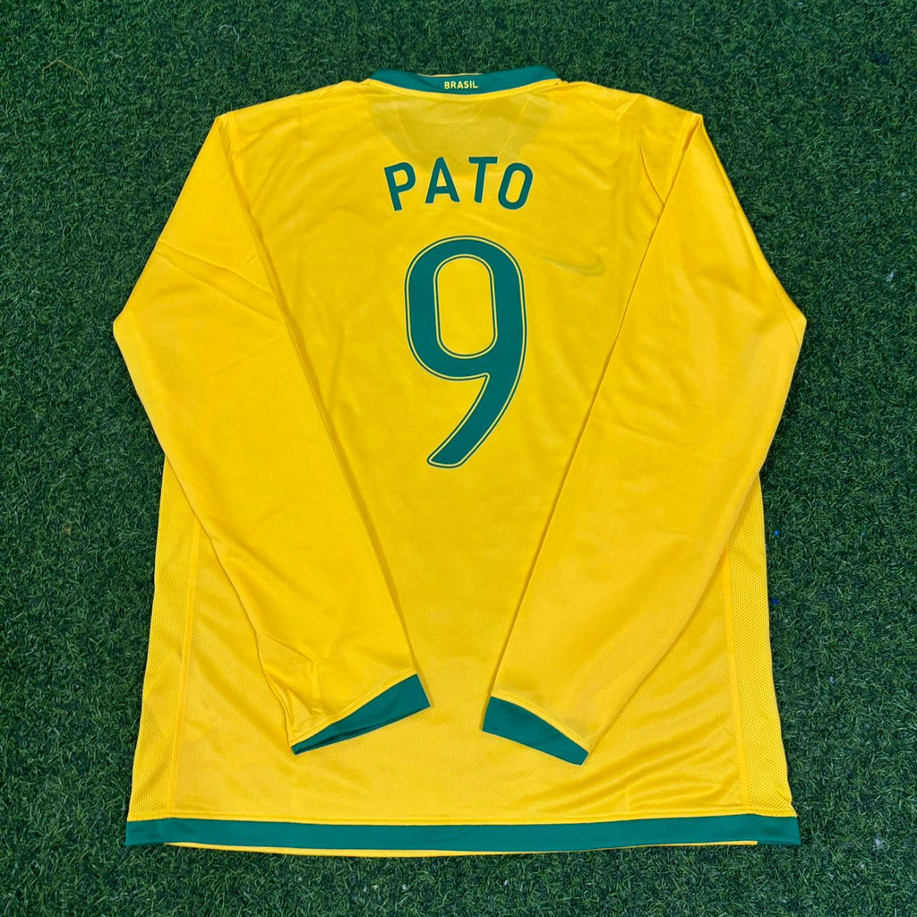 Brazil Long Sleeve Retro Football Jersey – Alexandre Pato #9 – Back View