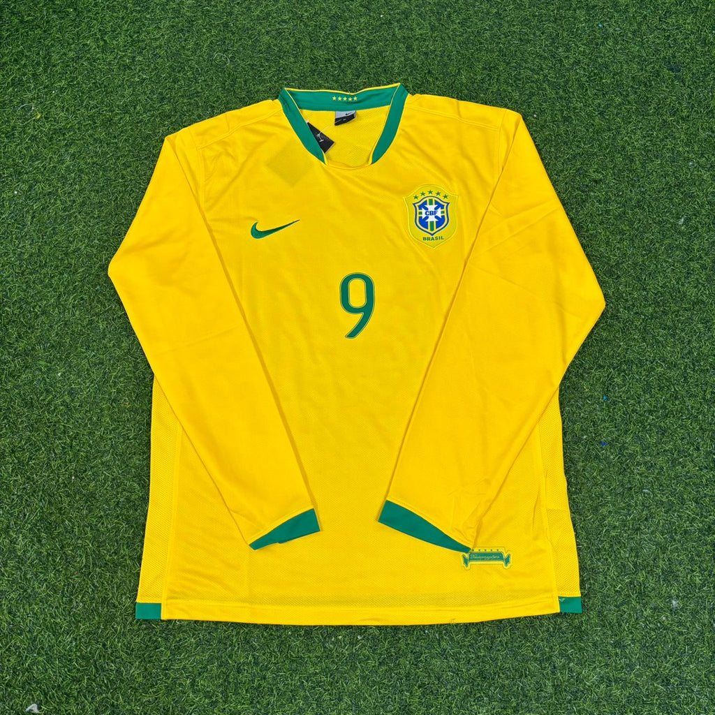 Brazil Long Sleeve Retro Football Jersey – Alexandre Pato #9 – Front View