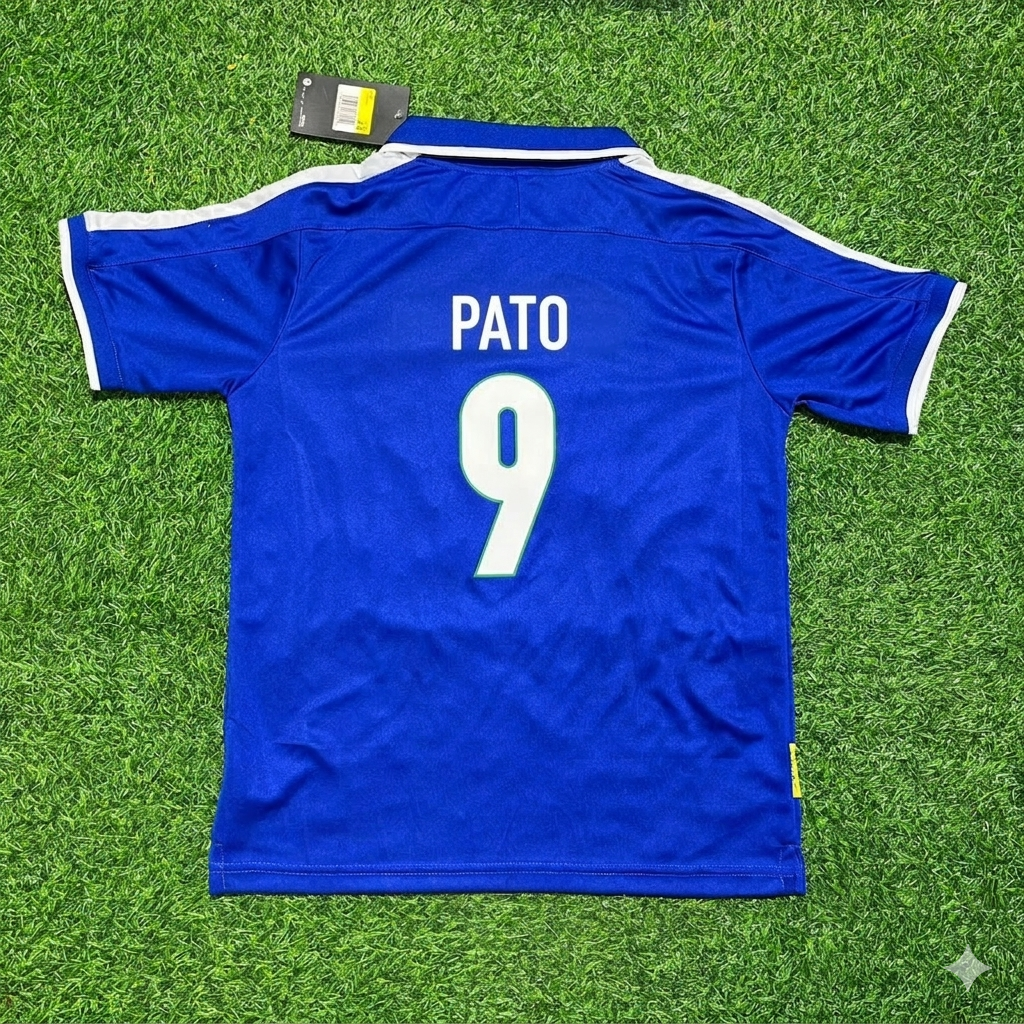 Alexandre Pato Brazil Blue Retro Football Jersey – Back View